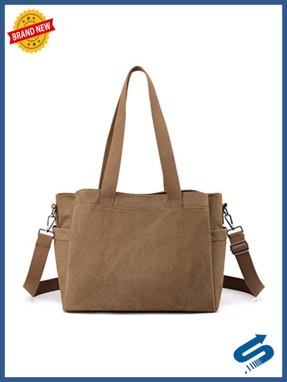 Large Canvas Tote Bag Crossbody Shoulder Handbag with Multiple Pockets